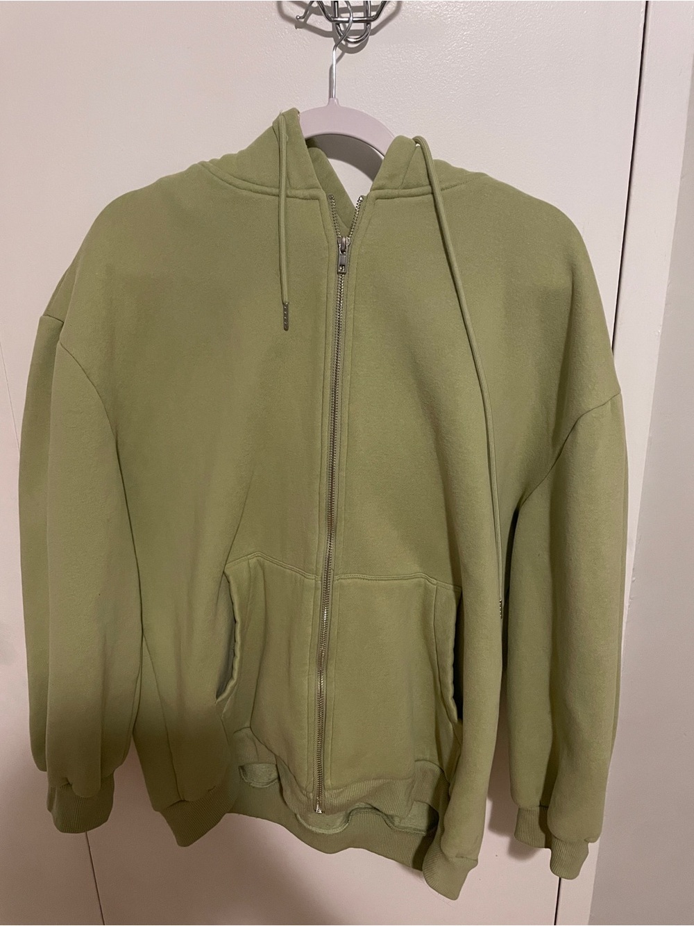 Princess Polly Sage Green Zip-Up Hoodie